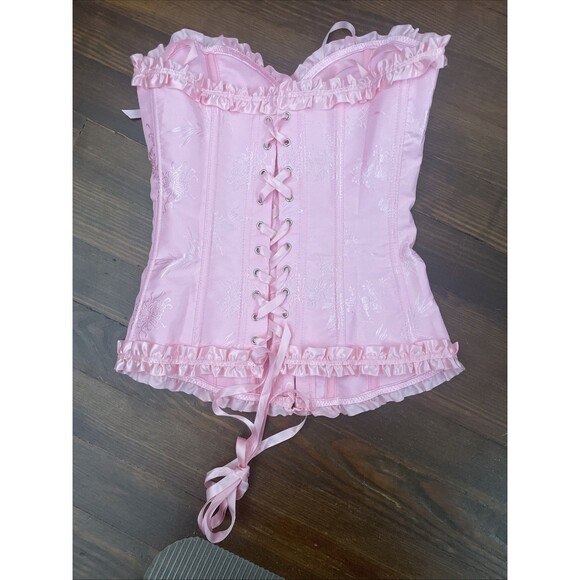 Satin Corset Shapeware Cosplay Steampunk Pirate Fairy Goth Size XS NWOT Pink - Picture 5 of 8